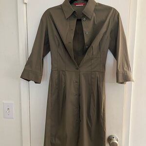 Prada Khaki Long Sleeve Dress